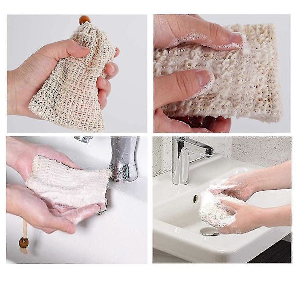 5-pakning såpebesparende pose, null avfall, netting, såpeholder, loofah-pose for dusj