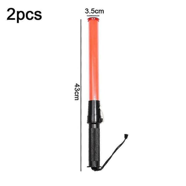 2 stk 43 cm trafikkbatong, LED-varsellys