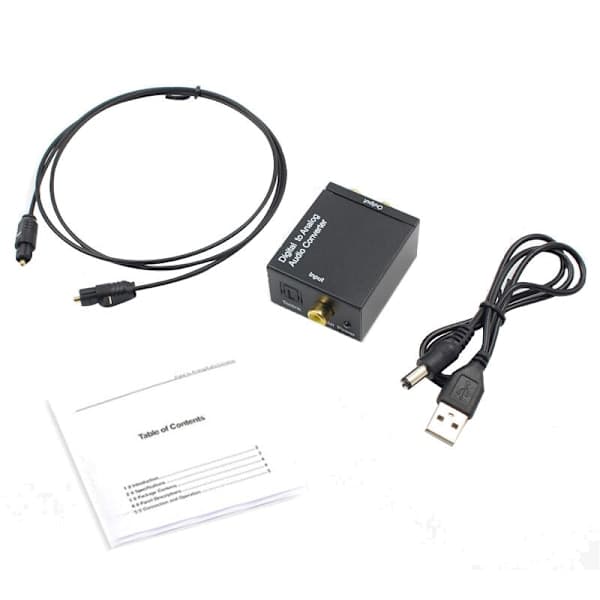 Digitaalinen optinen koaksiaalinen Toslink-RCA L/R 3,5 mm analoginen äänimuunninsovitin