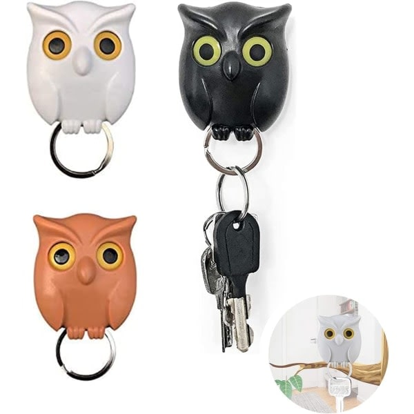 3 dele Ugle nøgleholder kroge, Ugle nøglekrog, magnetisk væg nøgle H