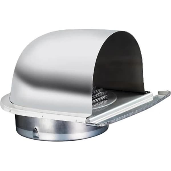 Skorsteinshette/ventilasjonsrist i rustfritt stål for utvendige husvegger, kanaler og avtrekkshetter (100 mm)