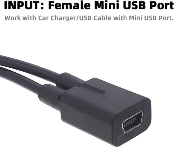 2025 Nyeste model til Garmin USB-splitteradapterkabel - Biloplader-splitter Mini USB-hun til dobbelt Mini USB-han-port Dashcam Radardetektor