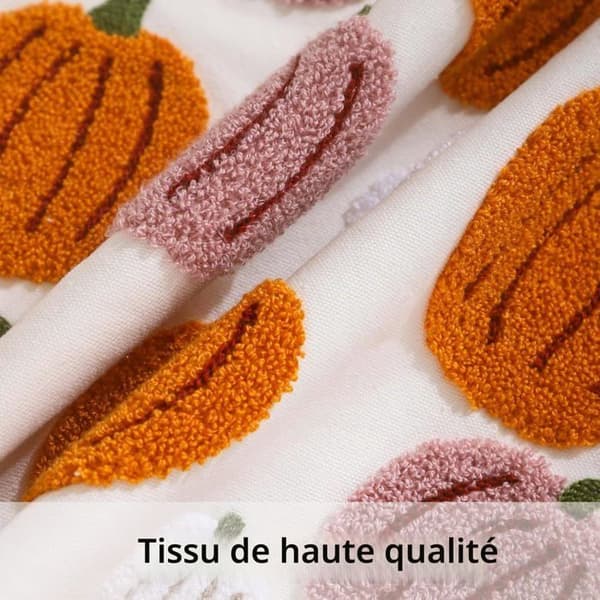 Halloween Putevar 45 x 45 cm Tuftet Gresskar Brodert Rosa Oransje Putetrekk til Sofa 2 Stk
