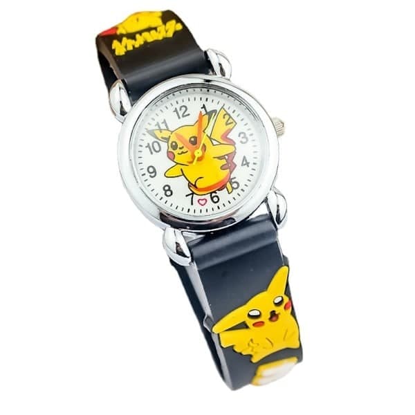 Pikachu-kello, lasten kello pojille, syntymäpäivälahja, musta