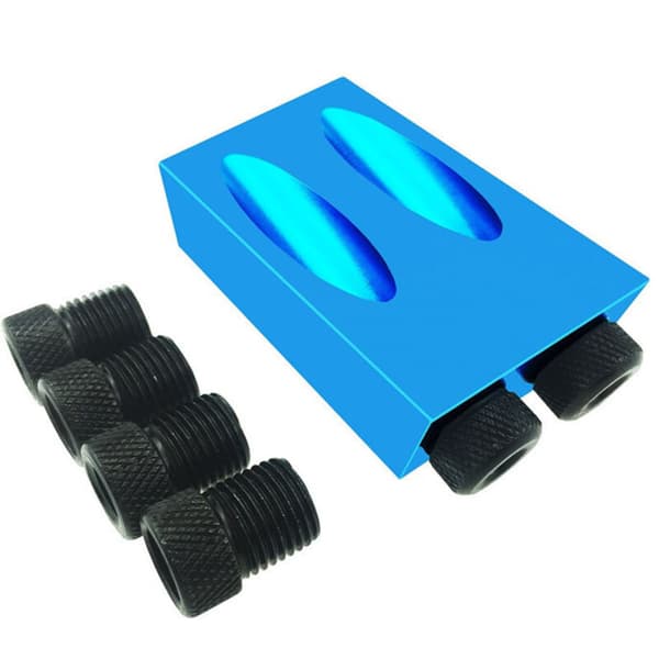15-graders vinkelboresett for tre med boremalguide og 6/8/10 mm hull