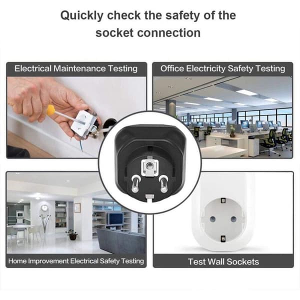 AST01 Stikkontakttester, GFCI Strømuttakstester Automatisk Elektrisk Kretsdetektor (220V EU-plugg)