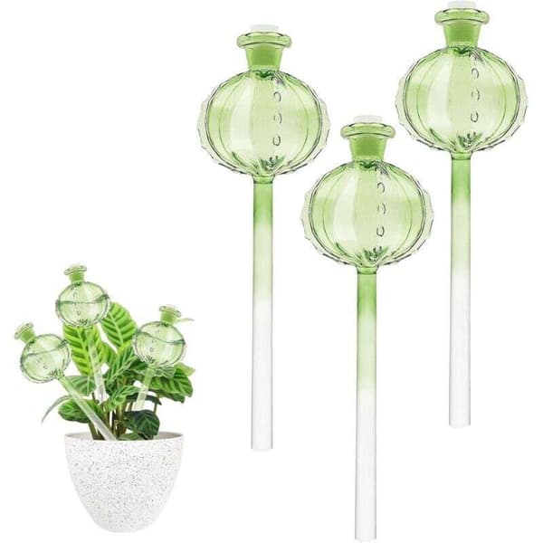 Sett med 3 vanningskuler i glass, vanningskuler for innendørsplanter, vanningskuler for planter