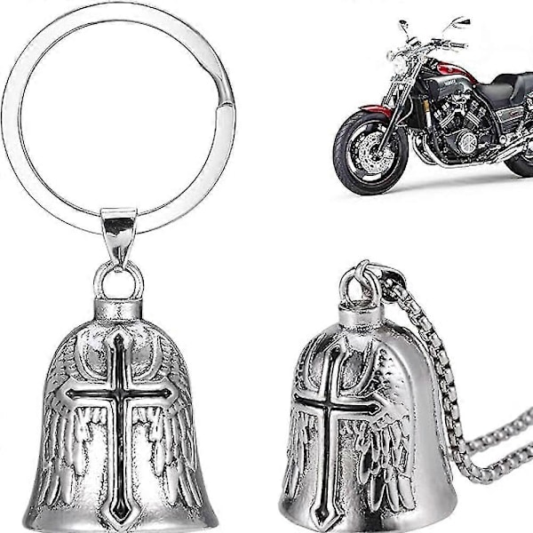 2 stk. Motorcykel Guardian Bell, Engel Guardian Rideklokke Med Kæde, Rustfrit Stål Motorcykel Klokker Held Rideklokke, Motorcykel Tilbehør Gaver(