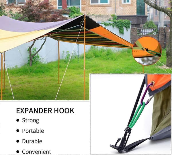 12 stk. elastikkrog, elastikkrog elastiksnore camping med krog, elastikstrop til presenninger