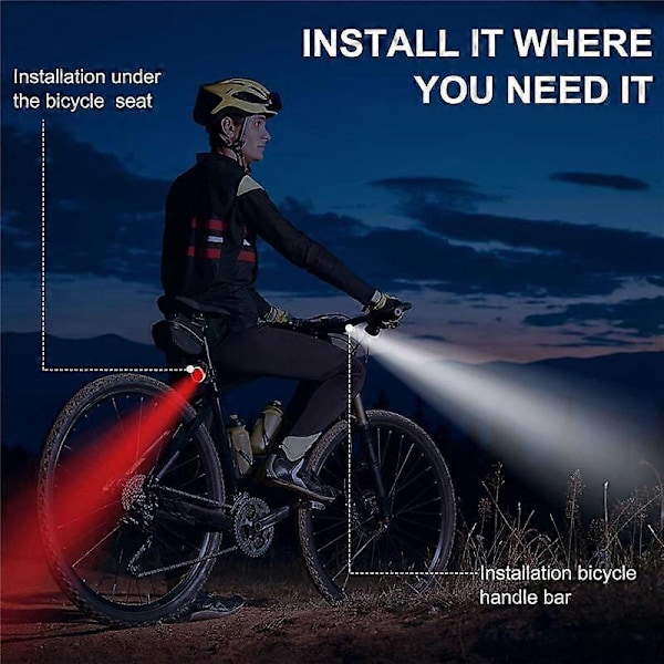 4-pack USB Uppladdningsbart Cykelljus Set Fram och Bak LED Cykellampa för Nattcykling Cykeltillbehör