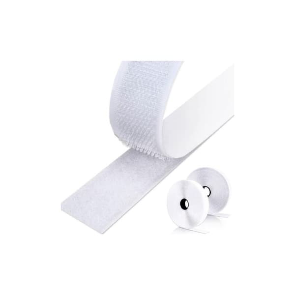 Dobbeltsidig borrelåstape 4,8M x 2CM, Sterk borrelås selvklebende stripe for DIY, søm, tepper, stoff - Hvit