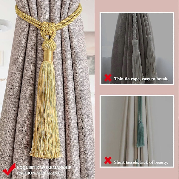 lly 2 kpl Pitkät Hapsunauhat Verhoille Käsintehdyt Punotut Köysisolmut Verhojen Kiinnikkeet Eurooppalaiseen Tyyliin Koristeelliset Verhonpidikkeet Kotiin ja Toimistoon Tuulta Vastaan Yellow 2 Pack