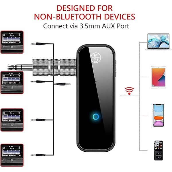 （59.5*22*12mm）Bluetooth Bil Bluetooth Receiver Adapter Jack Bluetooth5.0 Bluetooth Transmitter, Blå