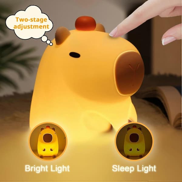 Capybara - Capybara Silikone Natlampe, LED Natlampe, USB-opladning og Timerfunktion til Børneværelse, Sengebord