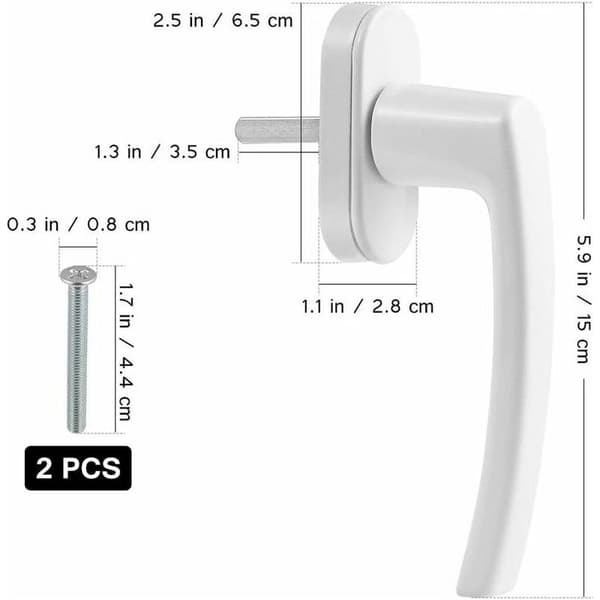 PVC vindues- og dørgreb, hvid