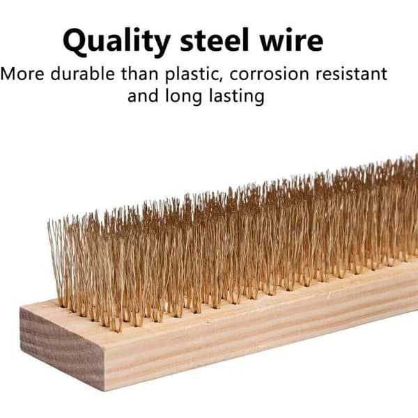 Stålbørstebørste, 30 cm med metallhåndtakstøtte - Ø 28 cm - børstehode - høykvalitets bøk tre kropp