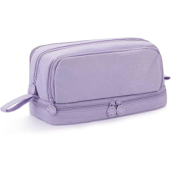 Pencil case, stor penalhus, penalhuse med 4 rum Purple