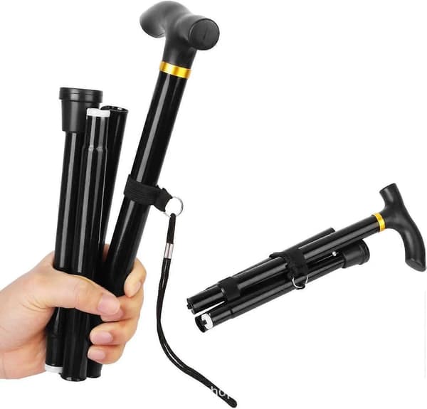 Foldbar Stok, Sammenklappelig Stok, Gåstok, Skridsikker Komfortabel js Gray