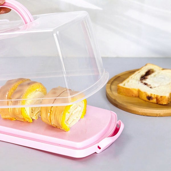 Kakeboks Rektangulær i Grønn med Dobbel Bærehåndtak for Sikker Transport av Kaker Muffins Kakebeholder med Klikklås
