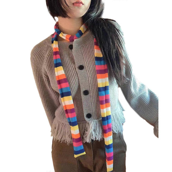 Y2k-scarf för damer, sommar, tunn, lång sjal, avslappnad resa, shopping, fotografering, scarf för tonåringar, blå regnbågsränder blue rainbow stripes