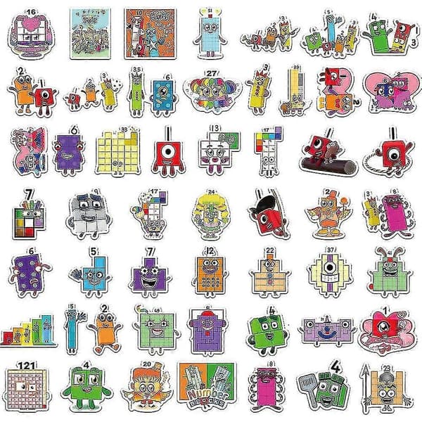 52 kpl Numberblocks Graffiti -tarroja, vedenpitäviä sarjakuvatarroja