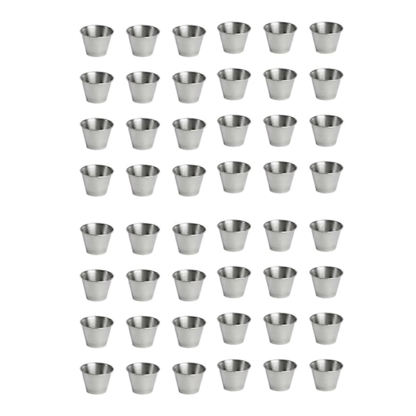 48-pack såsskålar i rostfritt stål, kommersiell kvalitet, dippsåsskålar, ramekin-skålar