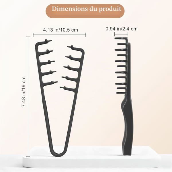 Sammenklappelig Tekstureret Kam - 1 Styk - Robust ABS Plastik - Rodvolumen og Præcis Styling - Herre- og Damestørrelser