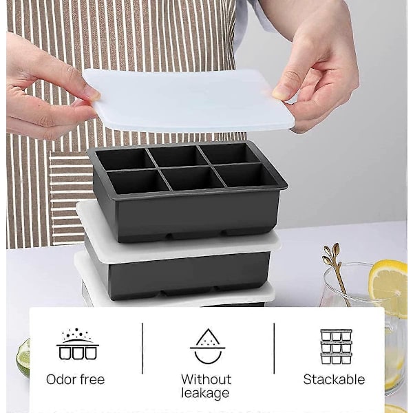 Stora silikonisbitar, 4-pack, isbricka med lock, silikonisbitsform, BPA-fri