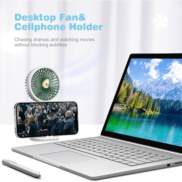 Kannettava mini USB -käsituuletin jäähdytykseen, tehokas, sopii retkeilyyn ja matkustamiseen Green