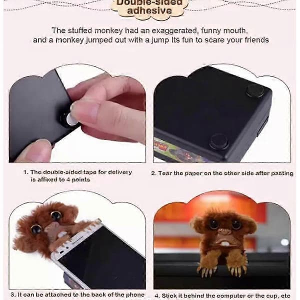 Prank Monkey Leketøy, Overraskelse Prank Monkey Leketøy, Pet Pranksters, Pop Up Monkey Prank Tongue model