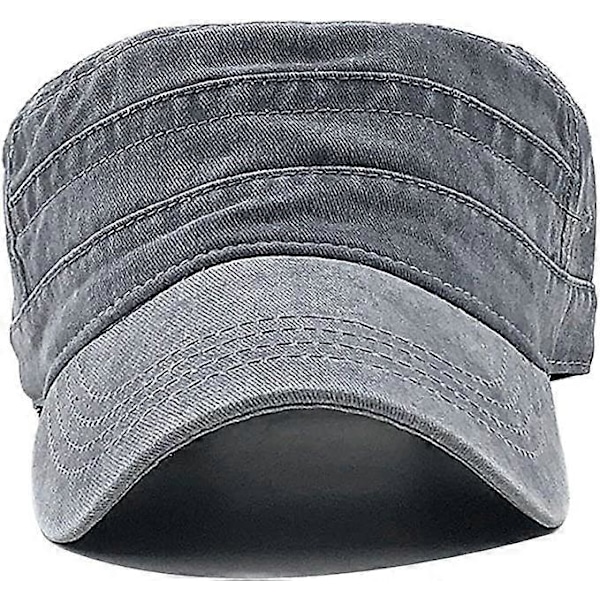 Unisex Vintage Militär Armé Keps Platt Justerbar Basebollkeps Grå grey