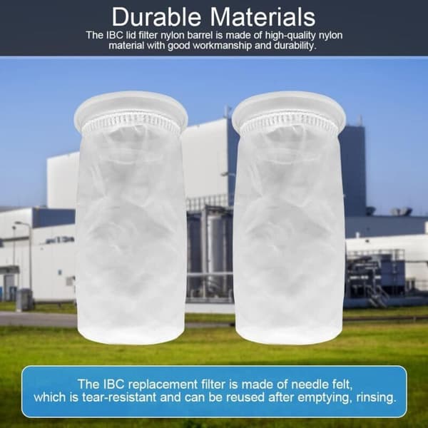 2 stk. nylon IBC-filter, IBC regnvannstankfilter, vaskbart IBC-erstatningsfilter, nylonlokkfilter - IBC-tanklokkbeslag (105 mm)