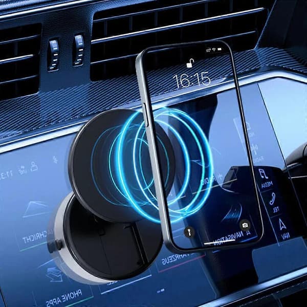 Elektrisk Vakuum Magnetisk Sugekopp Biltelefonholder 360° Rotasjon Black