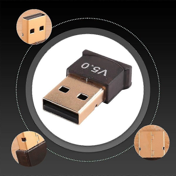 USB Bluetooth 5.0-adapter for PC Win10/8.1/8/7/Bluetooth-dongelmottaker/-sender for støtte til å koble til headset