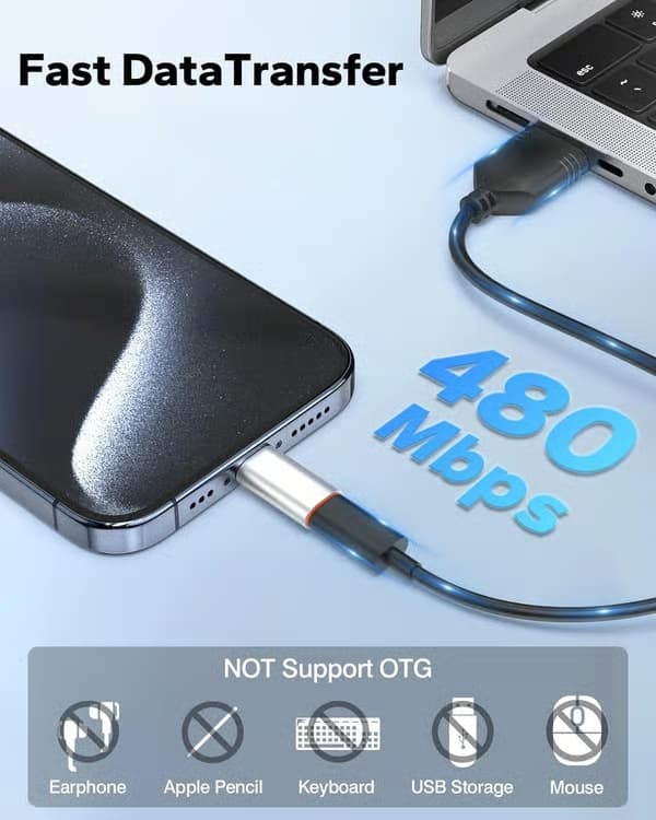 2025 nyeste modell USB-C hunn til Lightning hann-adapter & Lightning hunn til USB-C hann-adapter for iPhone 15/14/13/iPad/AirPods/MacBook