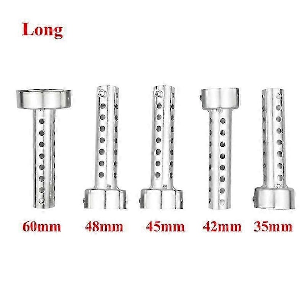 2 stk. 35/42/45/48/60 mm Universal Motorsykkel Kan DB Killer Lyddemper Støydemper Lydeliminator Eksos Justerbar Sølv 2Pcs Long 42mm