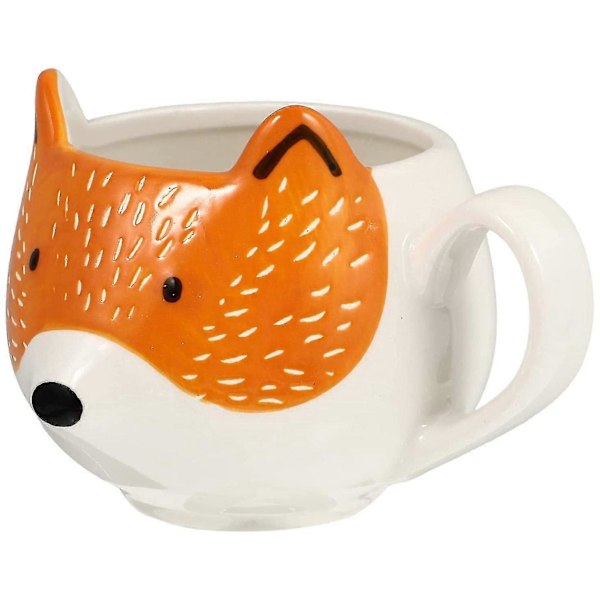 Keramisk kaffekop, ræveformet kop, dyremønster, hjemmekøkken, kontor, mælkekop