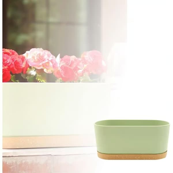 Rektangulär blomkruka i plast. Grönsaksodlare. Balkong. Enkel. För sovrum. Balkong. Vardagsrum (grön. A) 40 x 17,8 cm