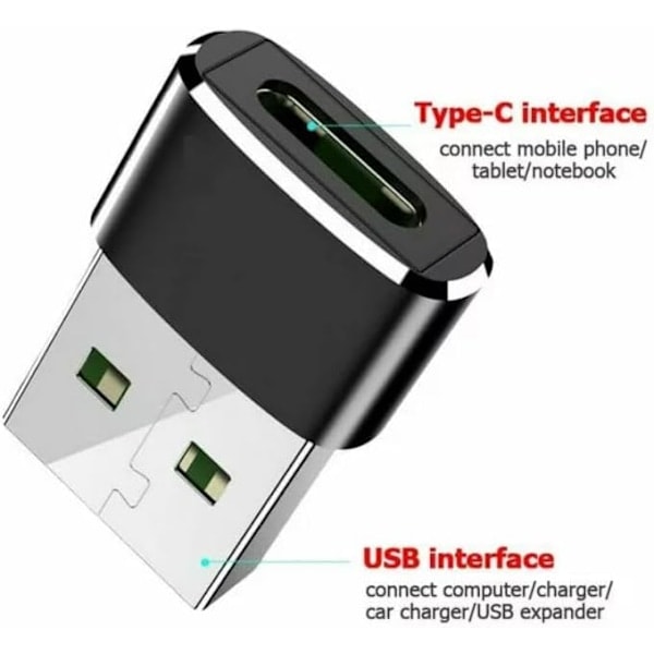 USB till USB-C-adapter 2-pack, USB-C hane OTG-laddare Typ C-konverterare för Apple Watch Ultra 7 8 9, iPhone 15 14 13 Plus Pro Max, AirPods 3, iPad Air