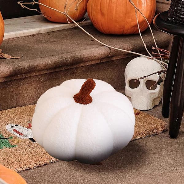 2025 Gresskarpute Halloween Leke Pute Strikket Ullstil Gresskar Stue Sofapute WH