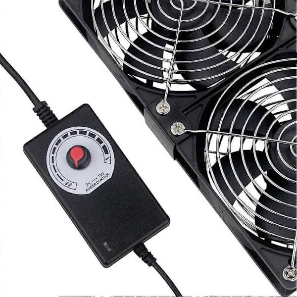 3x120mm Datavifte med AC 100V-240V Hastighetskontroll for Kjøling av Kabinett, Server, Arbeidsstasjon, EU-plugg