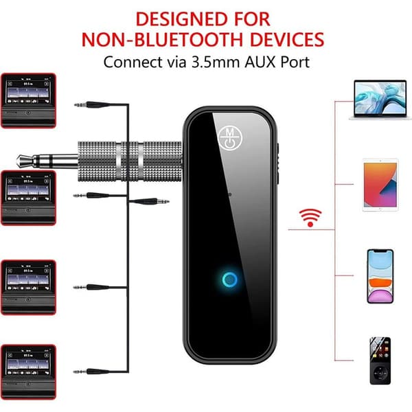 Bluetooth biladapter, Bluetooth-mottaker, Bluetooth-sender, Bluetooth bilsender med 3,5 mm Aux-kontakt, biltilbehør, håndfri