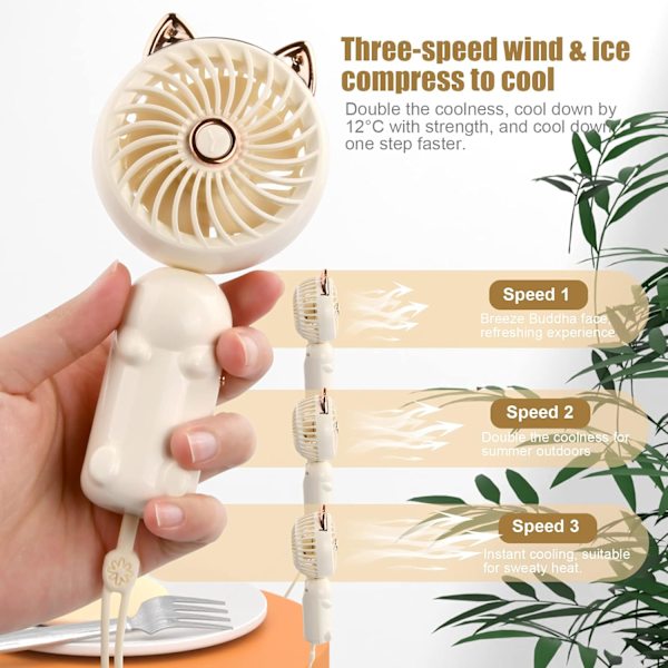 Kädessä pidettävä tuuletin, Mini USB -tuulettimet, ladattava akku kannettava tuuletin 3 nopeudella, pieni kädessä pidettävä henkilökohtainen tuuletin kokoontaitettava pöytätuuletin