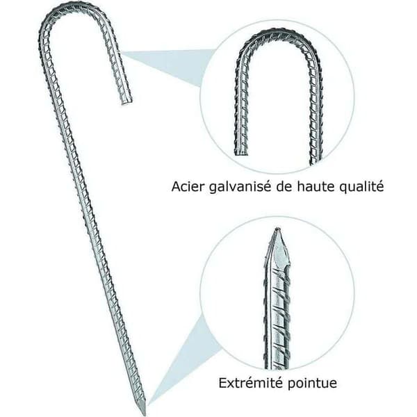 Pakke med 10 galvaniserte teltplugger, 30 cm teltstaker, trampolineankere for camping, hage, gjerder, husker