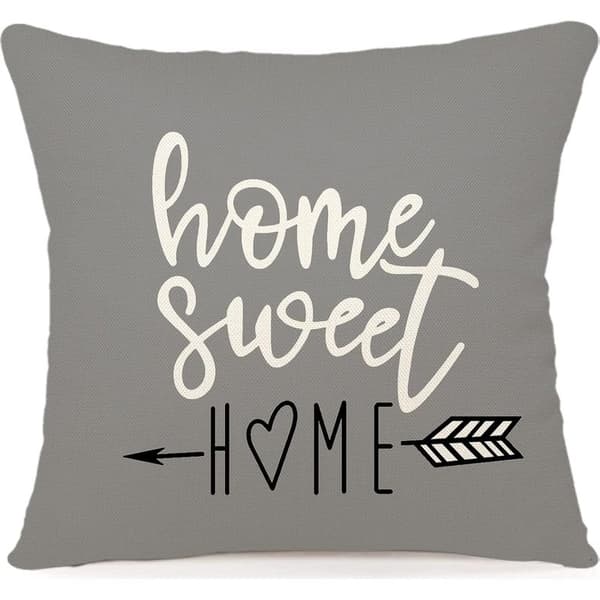 Sett med 4 dekorative putetrekk til sofa, utendørs putetrekk i lin til soverom, sofa, stol, seng, hage, 45x45CM, grå