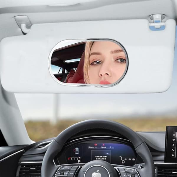 Bilsolskærmsspejl, køretøjs makeupspejl, selvklæbende makeupspejl til lastbil, SUV (oval)
