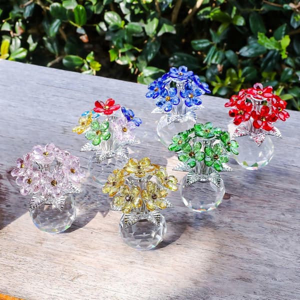 Elegant Forglemmigej Glas Blomsterpynt Ikke Blomsterskulptur Håndskåret Perfekt til Stue Skrivebordsdekoration Blå Blue