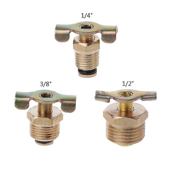 NPT 1/4\" 3/8\" 1/2'' Vingad Dräneringskran Solid Mässing Vattenavlopp för Ventil 2 points 13mm