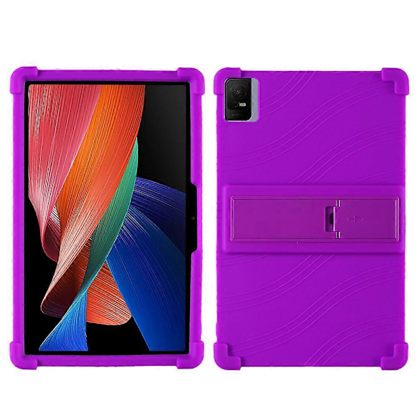 Silikone Tablet Cover med PC Støtteben og Forstærkede Hjørner til TCL Tab 11 Purple