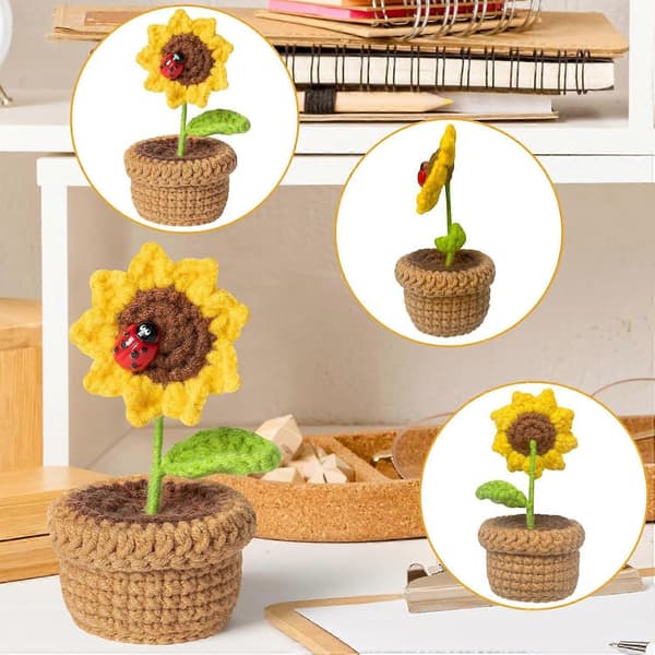 Fickkram Positiv Potatis Stickad Potatis Set Kreativ Stickad Ull Potatis Solrosdocka Fickkram